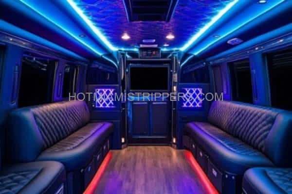 30-passenger Miami party bus with strippers included