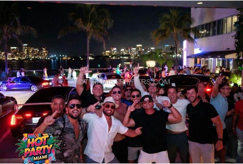 Miami bachelor party nightlife in South Beach with group celebrating