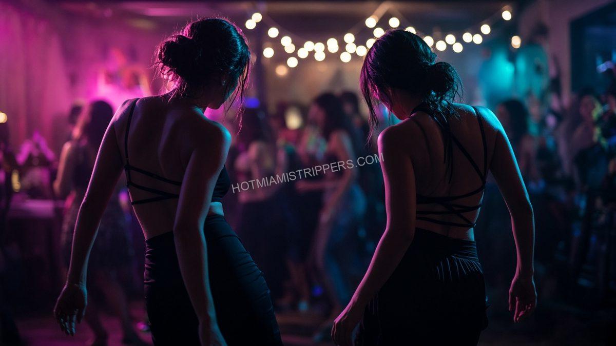 two dancers performing at a private house party